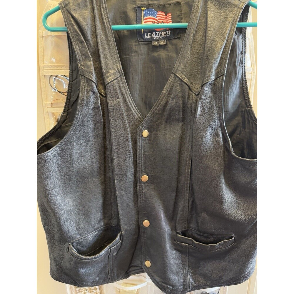 Vietnam Veteran Leather Vest Adult Medium Armed Forces Military - Picture 5 of 16